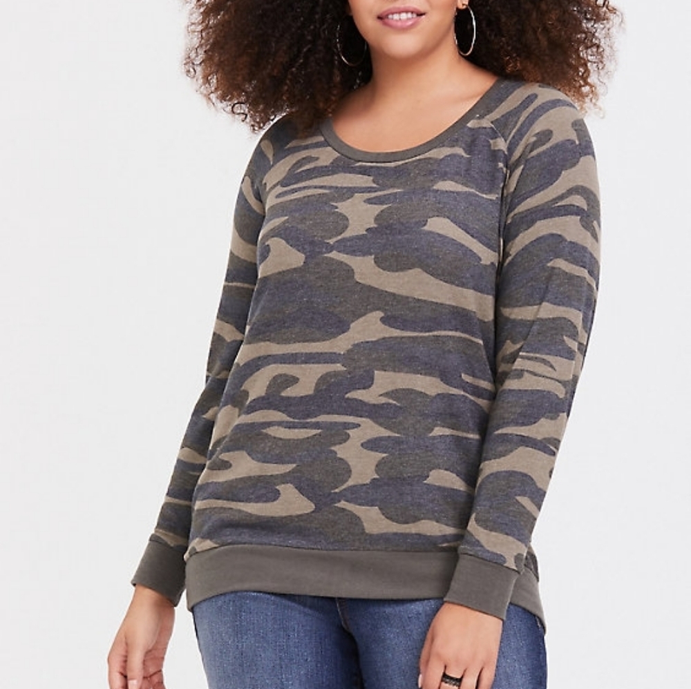 Torrid Camo Brushed Knit Sweatshirt
